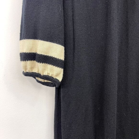 Lilly Pulitzer Size Small 100% Merino Wool Black Dress Cream Stripes - Picture 4 of 7